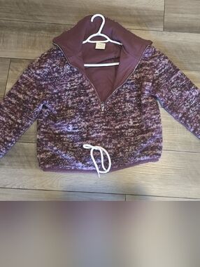 Varley Bailey Half Zip Speckle Fleece Burgundy Oversized Size Small